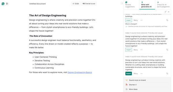Grammarly screen