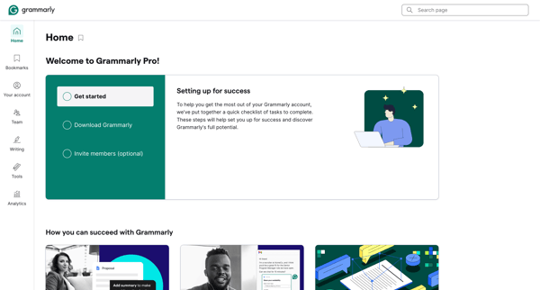 Account | Grammarly screen