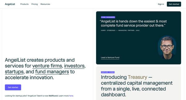 Build, Lead, Invest | AngelList screen