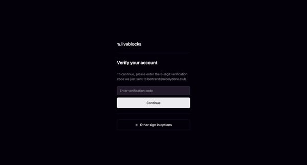 Verify your account from Liveblocks