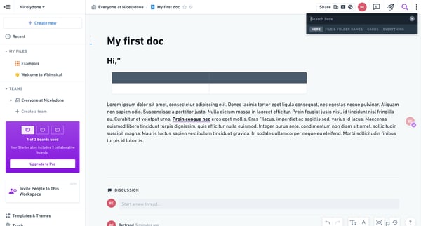 My first doc from Whimsical