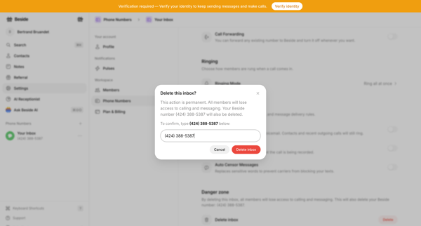 Your Inbox - Phone Numbers - Beside screen