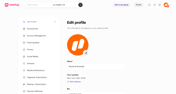 Edit profile screen