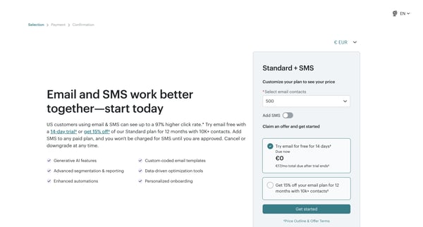 Hello! You're going to love it here | Mailchimp screen
