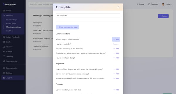 Meetings | Templates Leapsome from Leapsome
