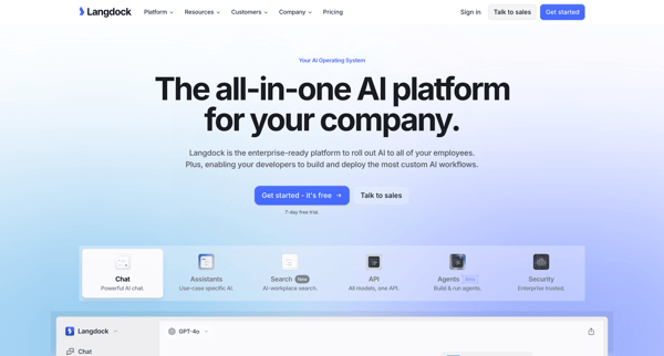Langdock | The all-in-one AI platform for your company. screen