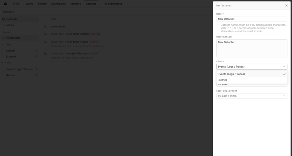 Datasets - Axiom screen