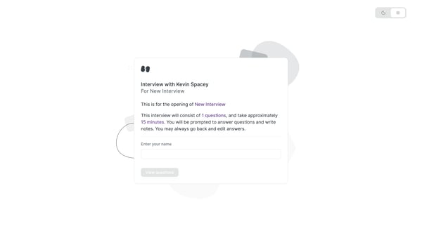 Hireproof interview | Beta screen