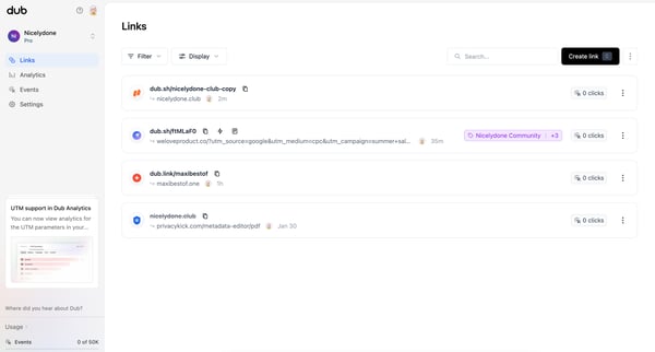 Dub.co - Link Management for Modern Marketing Teams screen