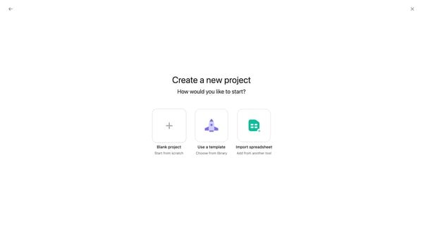 New project - Asana screen