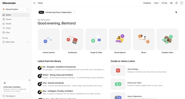 Home | ElevenLabs screen