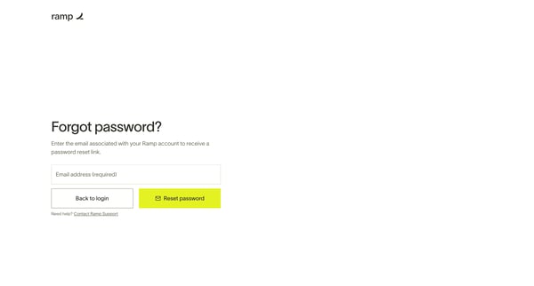 Forgot password — Ramp screen