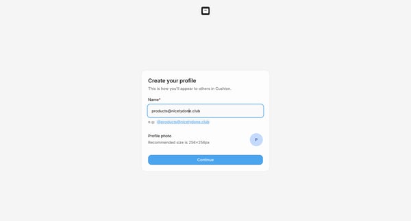 Complete Your Profile - Cushion screen