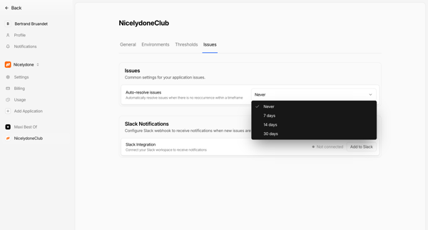 Settings - NicelydoneClub - Nightwatch screen