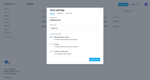 Asana screen