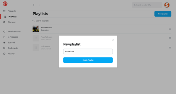 Playlists - Pocket Casts screen