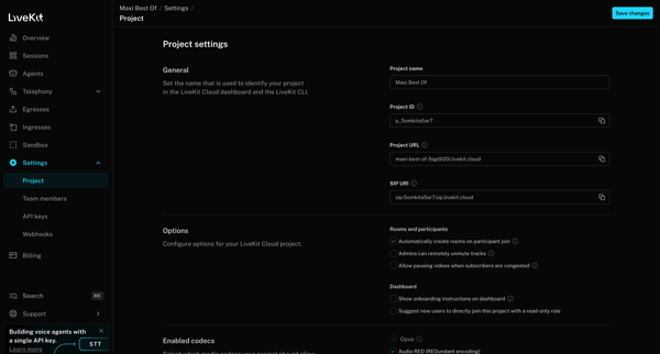 Maxi Best Of | Settings | Project screen