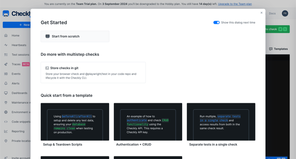 Create from scratch screen