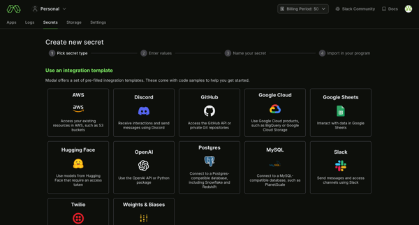 Modal screen