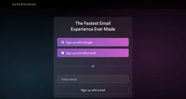 Superhuman | Sign Up screen