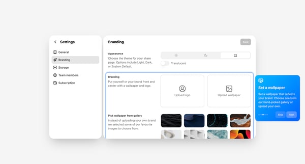 Branding screen