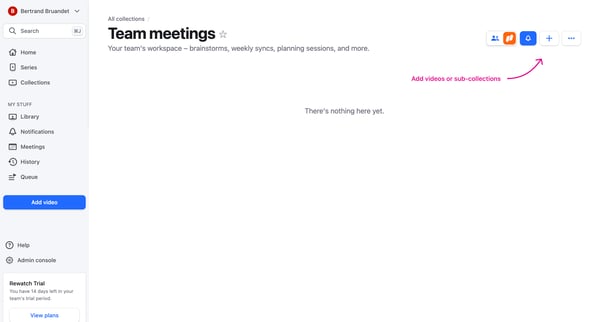 Team meetings screen