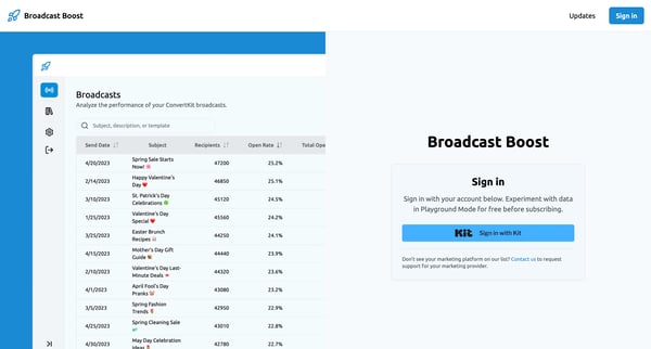 Sign In | Broadcast Boost screen