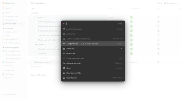 Private tasks - Height screen
