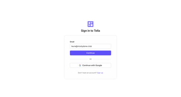Sign in screen