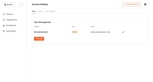 Settings | Fingerprint screen
