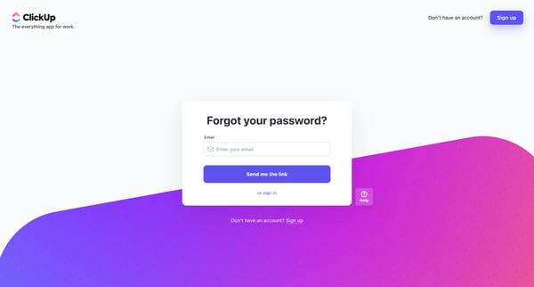 Login screen