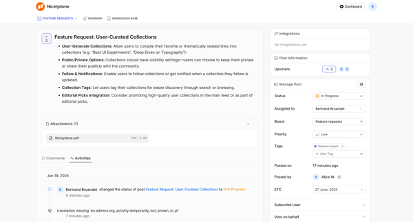 Feature Request: User-Curated Collections | Nicelydone screen
