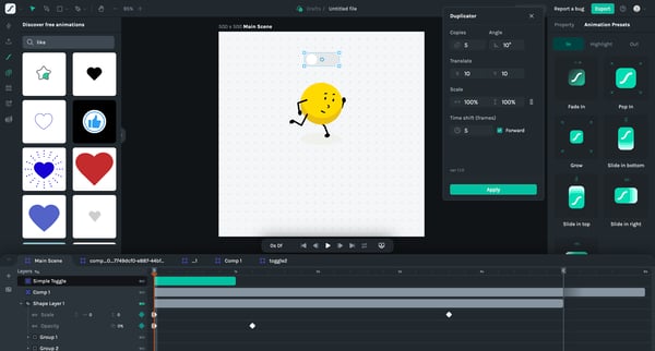 Untitled file - Lottie Creator screen