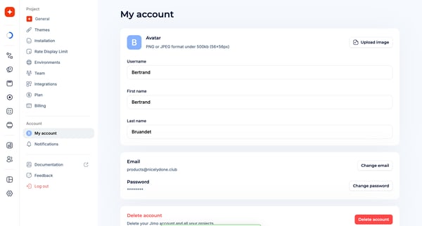 Set your profile · Jimo screen