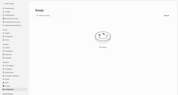 Integrations screen