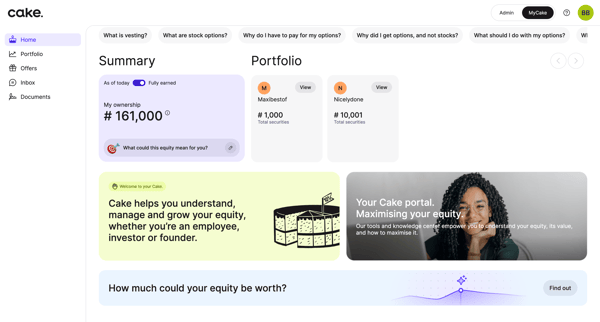 Cake Portfolio App screen