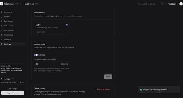 nicelydone (Development) | nicelydone (Development) | Settings screen