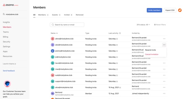 Admin console screen