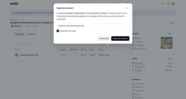 Podia Design Fundamentals From Concept to Creation screen