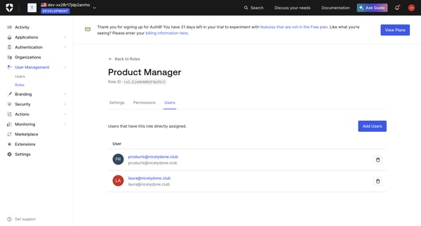 Role Details from Auth0