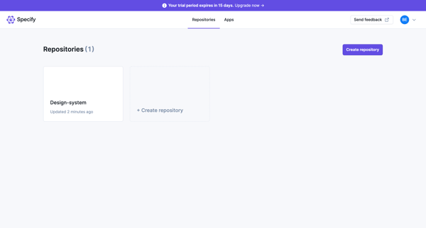 Specify · Repositories screen