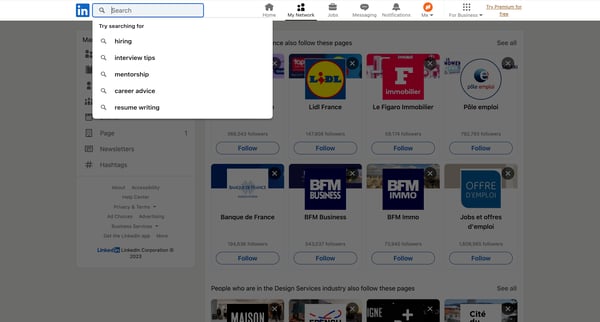 LinkedIn screen