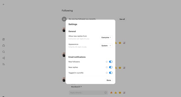 Following screen