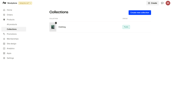 Collections – Dashboard screen