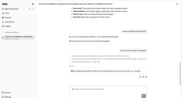 I'll scan the codebase to understand its main business logic, then identify an untested function and | Ona screen