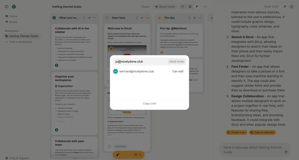 Strut - Getting Started Guide screen