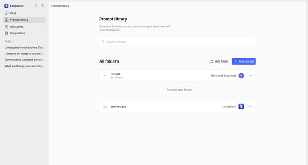 Prompt library screen