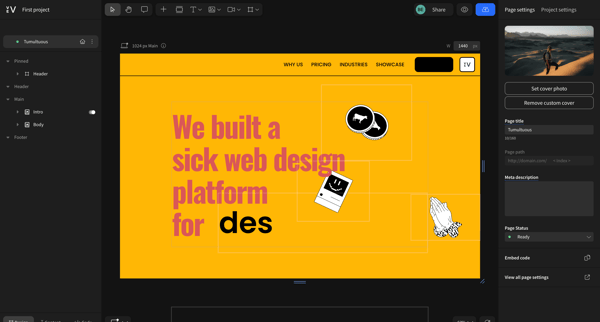 Vev | First project screen