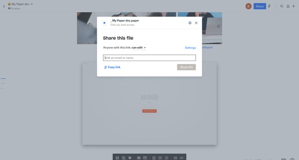 My Paper doc - Dropbox Paper screen