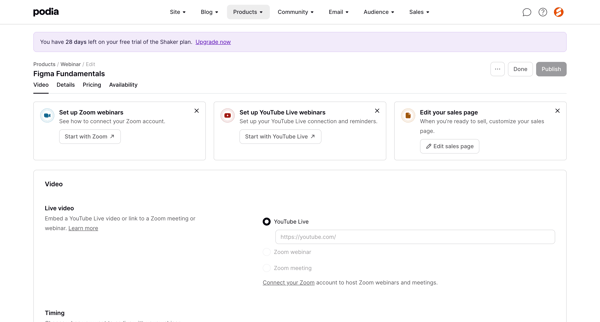 Podia Figma Fundamentals screen